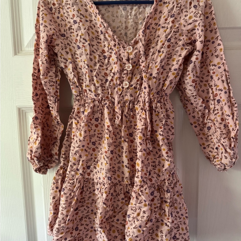 Floral Pink Long Sleeve Dress